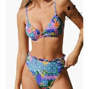 Cupshe High Waist Underwire Bikini Swimsuit Size M